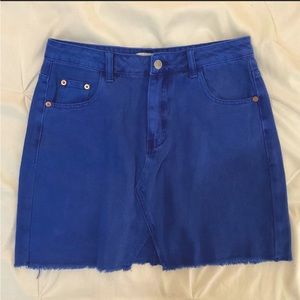 Denim Blue mini skirt with back pockets
